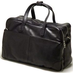 NWT Luxury Designer Black SADDLE LEATHER Carry-On Weekender Travel Duffle Bag